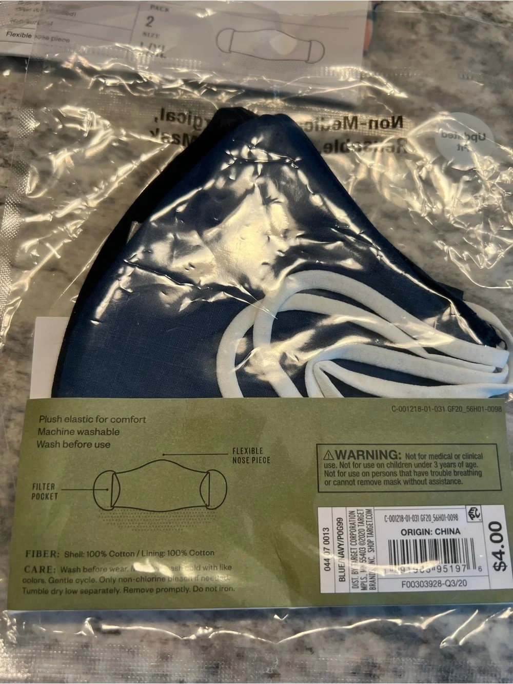 Goodfellow & Co Men's Reusable Face Masks  Blue, Plaid, Navy, Black - 7 packs